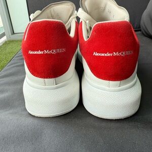 Alexander McQueen Red and White Lace-Up Sneakers